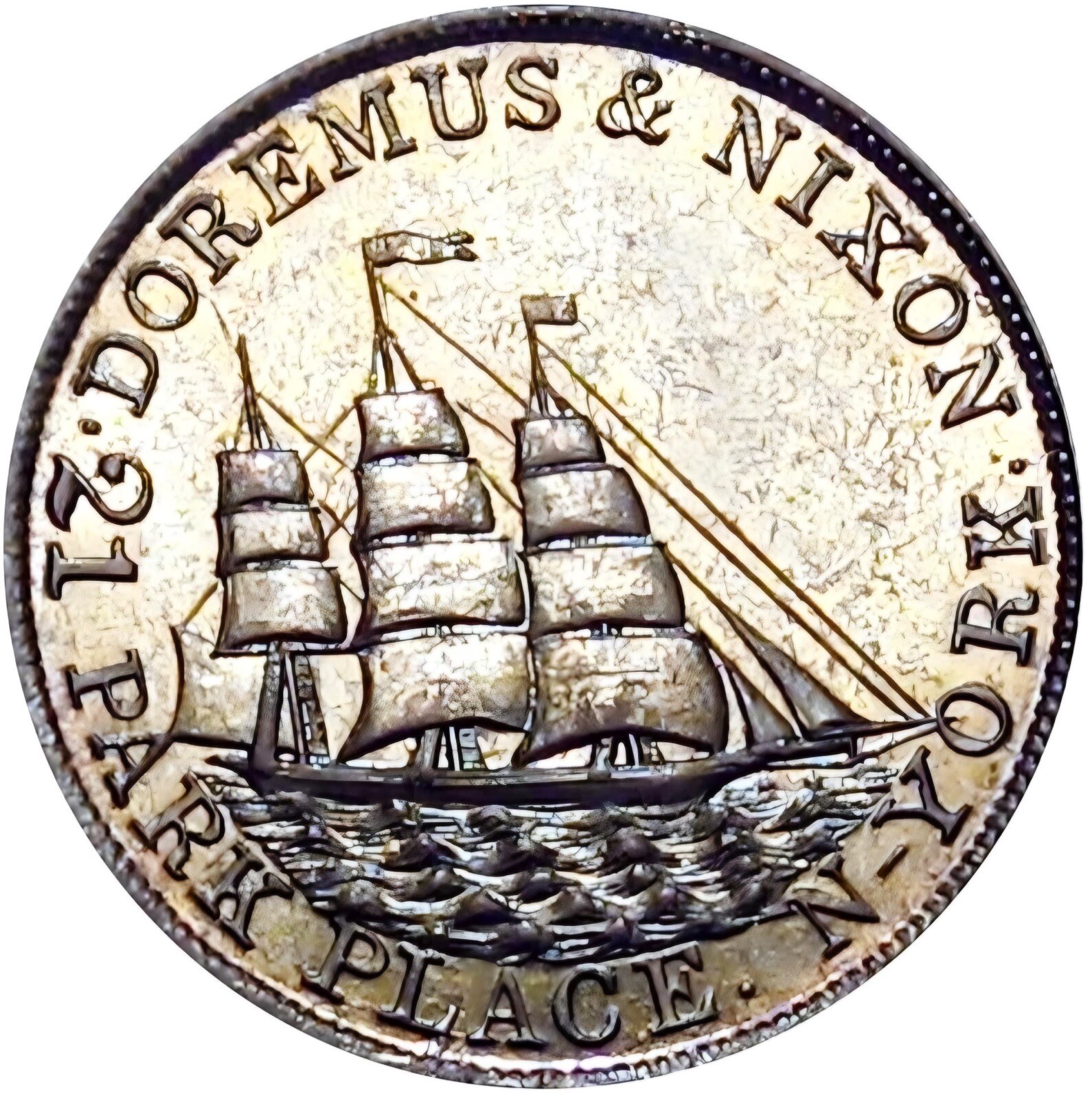 (1850's) New York NY 224kpb (R-5) Ship Upholstery Doremus Nixon Merchant Token