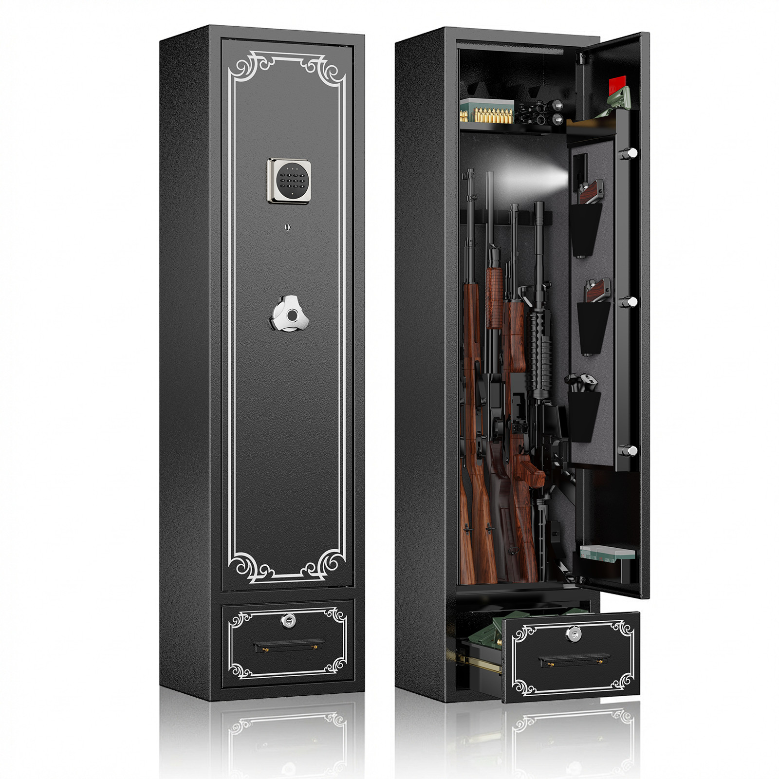 6 Gun Safe for Rifle and Pistols, Rifle Safes for Home, Shotgun Safe Gun Cabinet