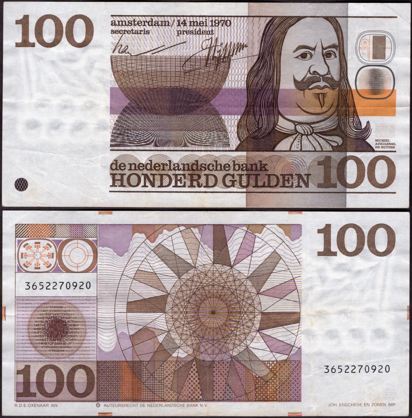 Netherlands. 100 Guilders 14-5-1970 (WPM 93a) 3652270920 Crisp GVF+.