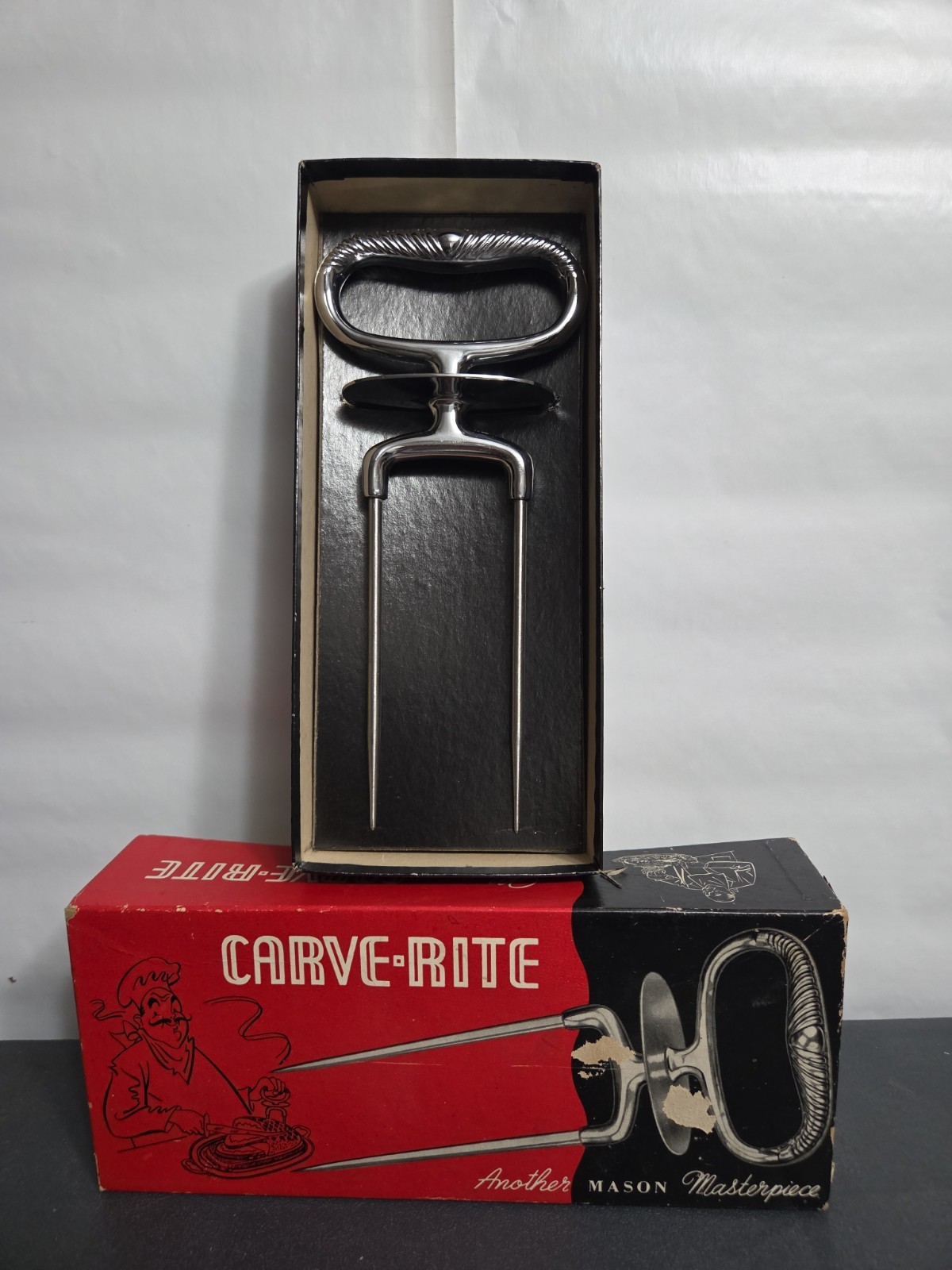 Carve-Rite Meat Holder Mason Masterpiece Style 901C Original Box, VTG