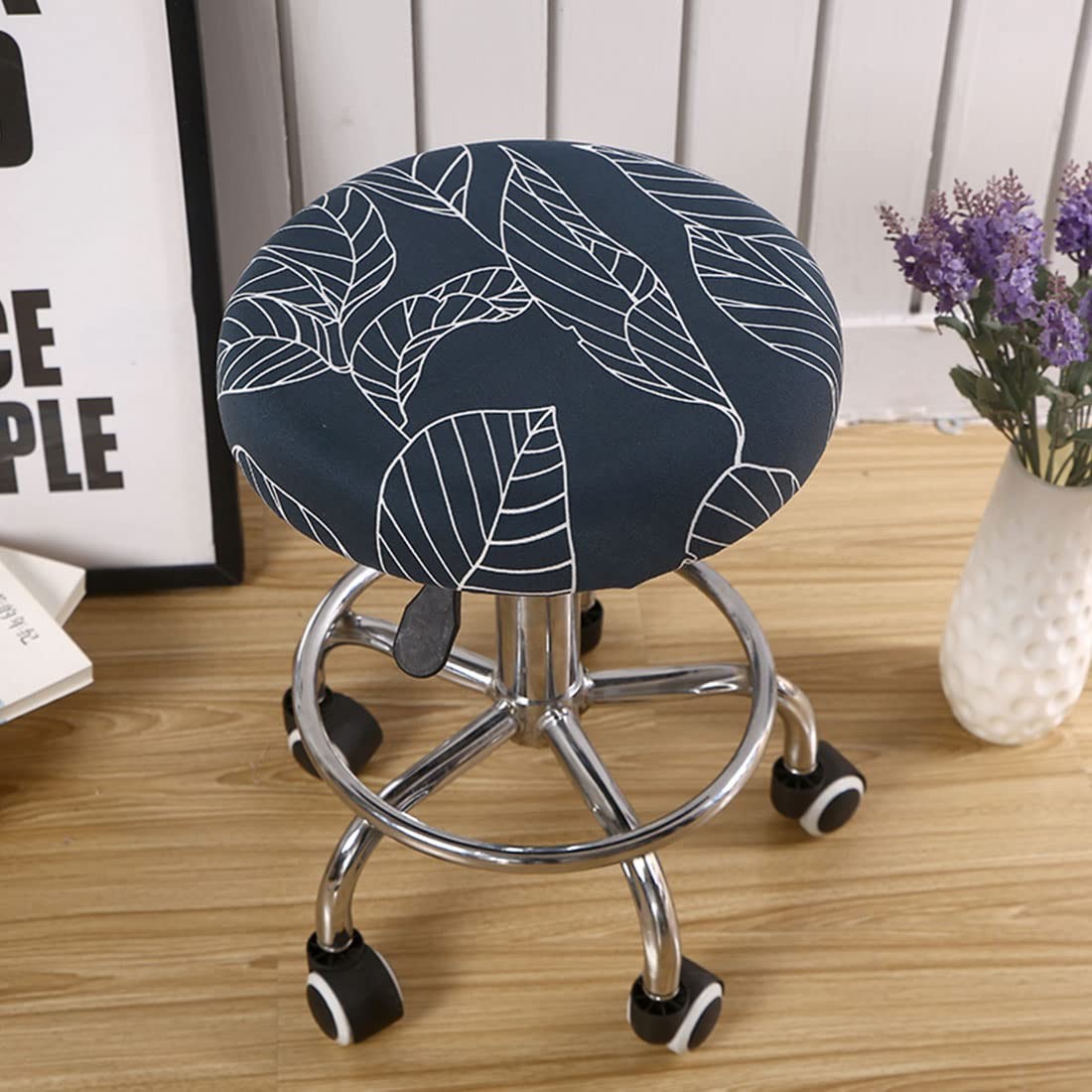 Round Stool Covers 4 Pack Round Bar Stool Covers with Elastic Stretch Barstoo...