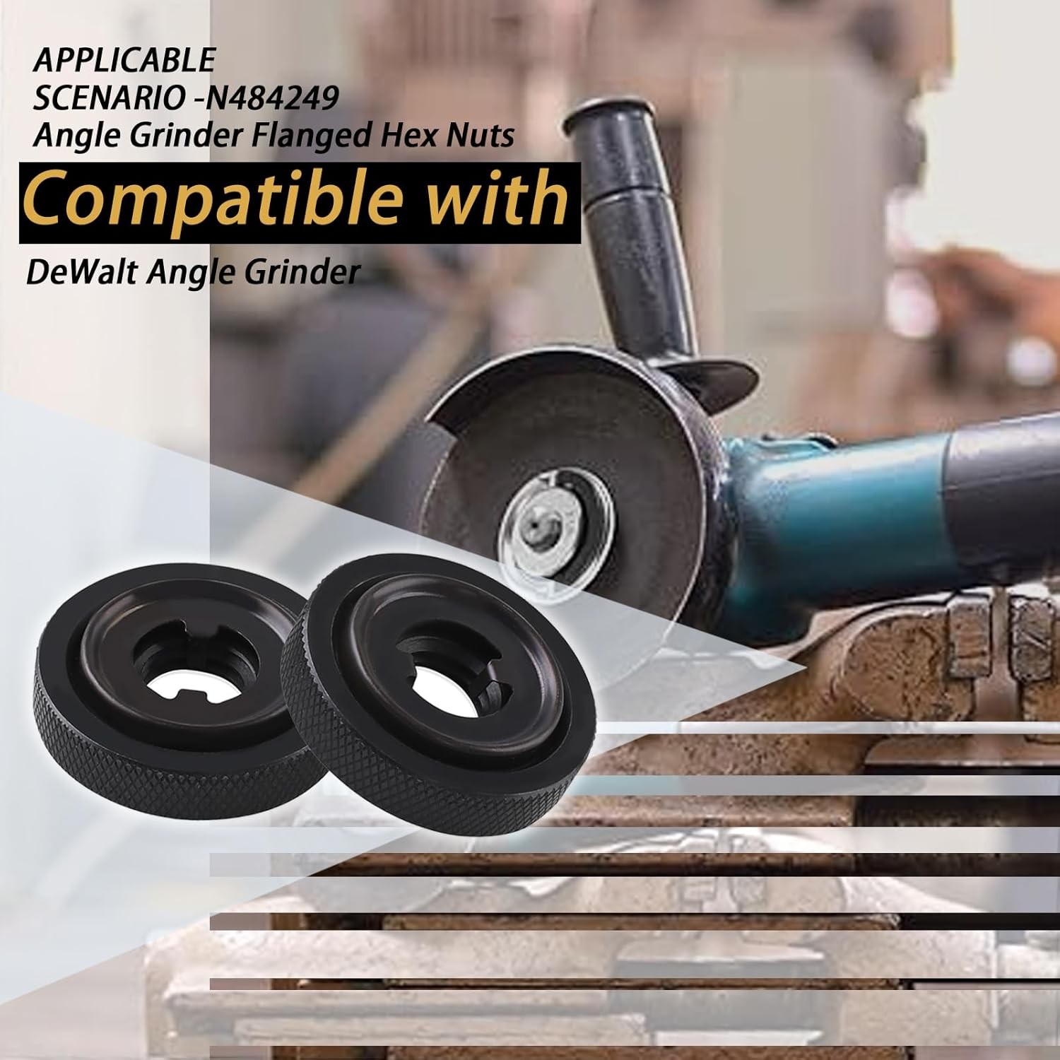 2x N484249 Angle Grinder Flanged Hex Nut For DeWalt Grinder DCG413B DCG413B-B3