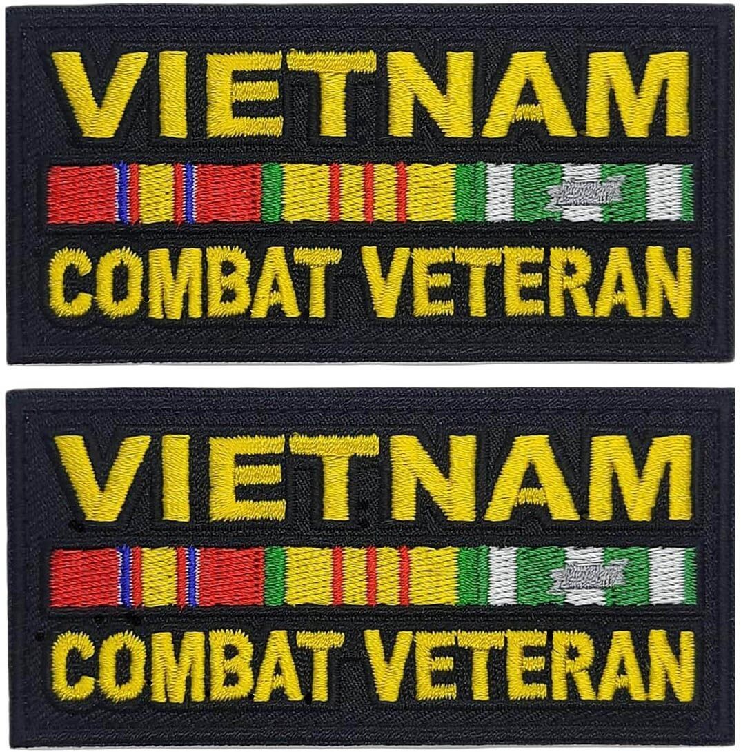 Vietnam Combat Veteran Service Ribbon Patch || 2PC HOOK BACKING 3.5"x1.75"