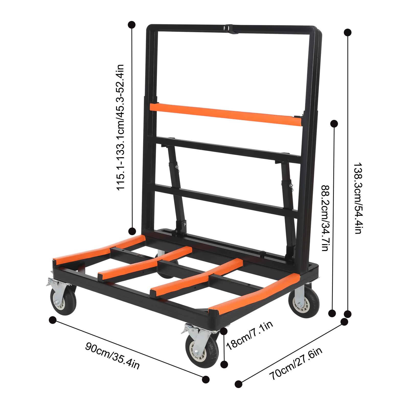 Drywall Dolly Heavy Duty Sheetrock Panel Cart Trolley Plywood Truck with Brakes