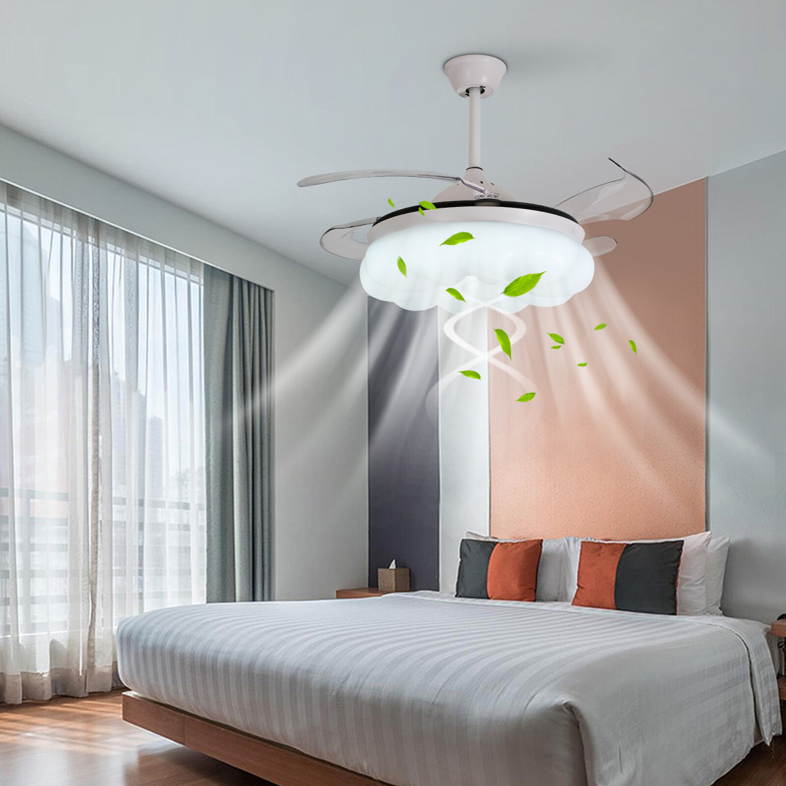 42 Inch LED Ceiling Fan w/ Lights & Remote Control Retractable Ceiling Fan NEW??