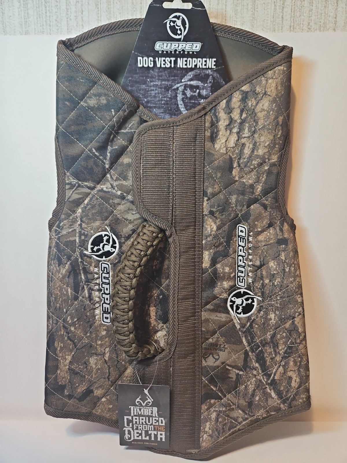Cupped Waterfowl Large Neoprene Dog Vest Timber Camo Hunting Dog NEW