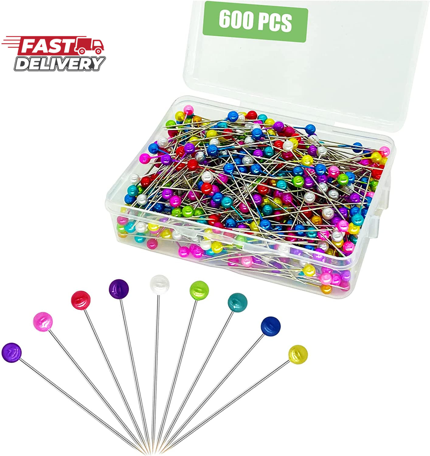 600PCS Sewing Pins Straight Pin for Fabric, Pearlized Ball Head Quilting Pins Lo