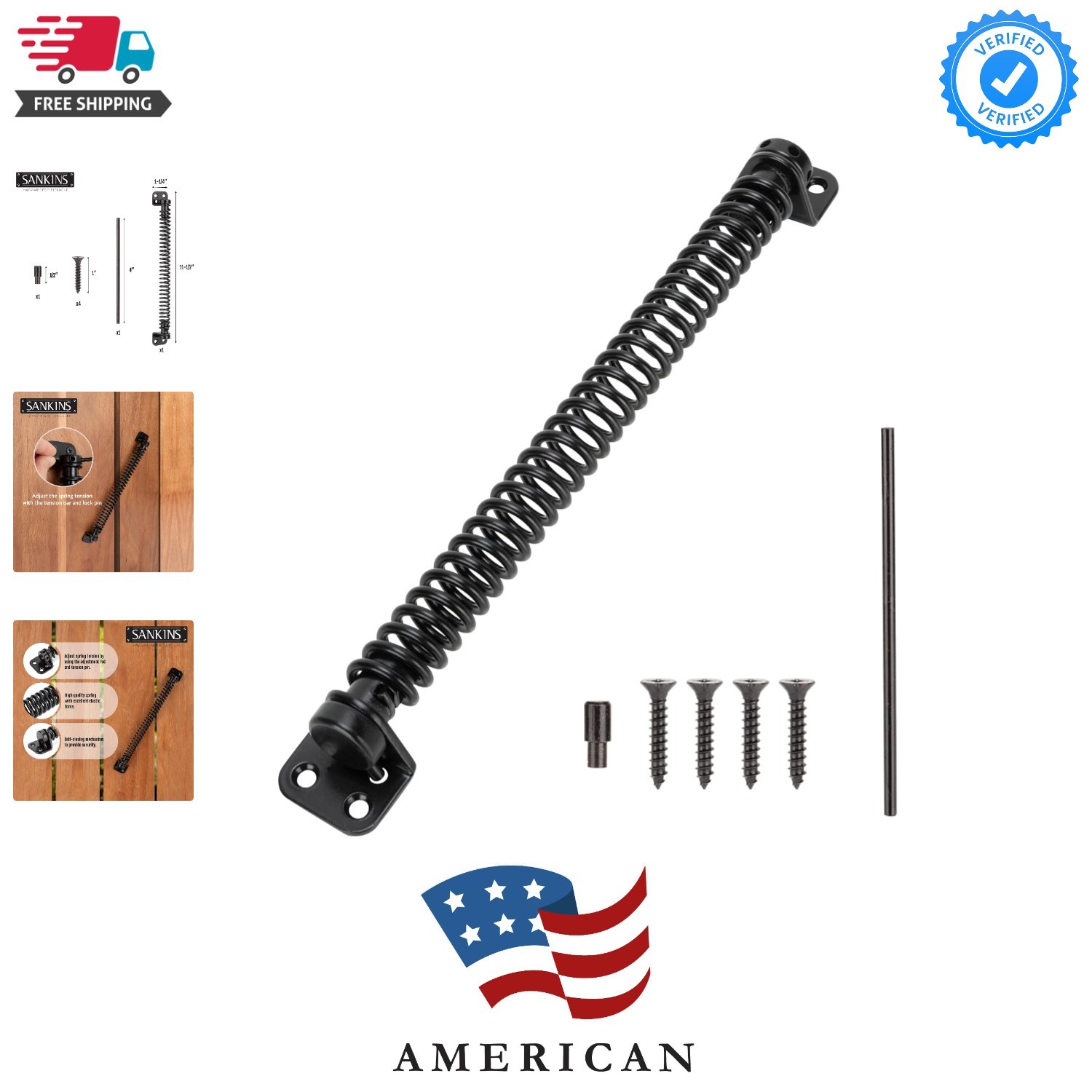 11-1/2" Gate Spring Self Closing Heavy Duty Outdoor Door Spring Automatic Met...