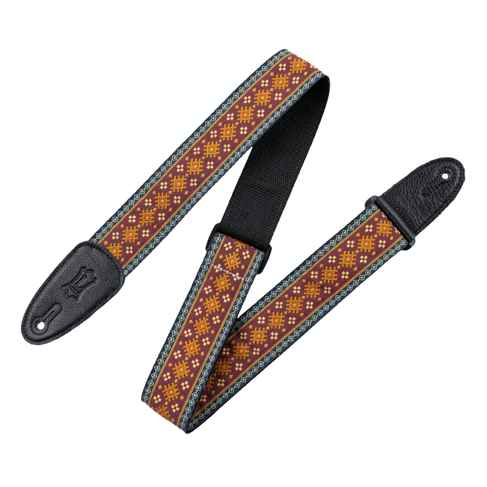 Levy's Original Hootenanny Series 2" Jacquard Weave Guitar Strap, Red Aztec