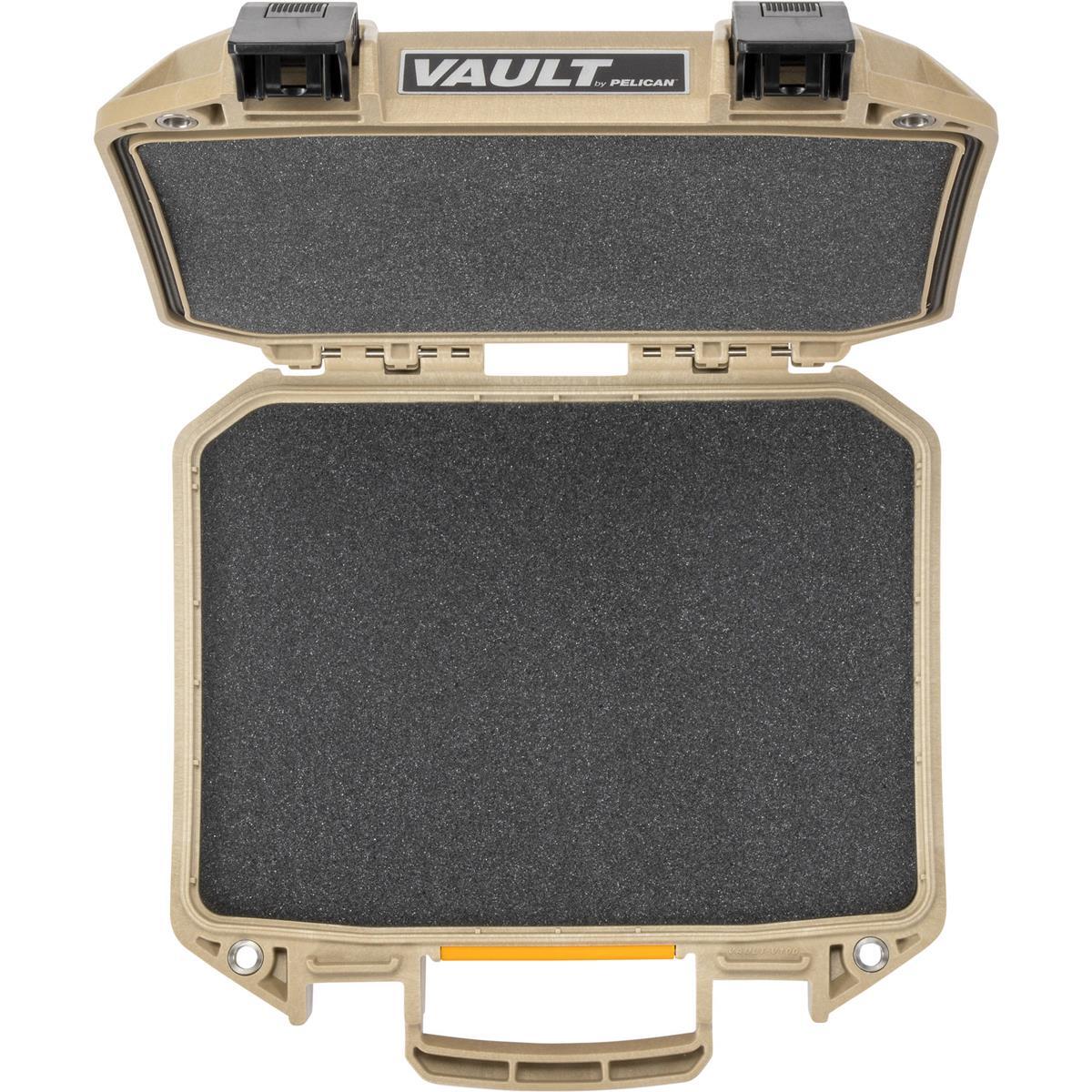 Pelican V100 Vault Small Firearm Case with Foam for One Handgun, Tan