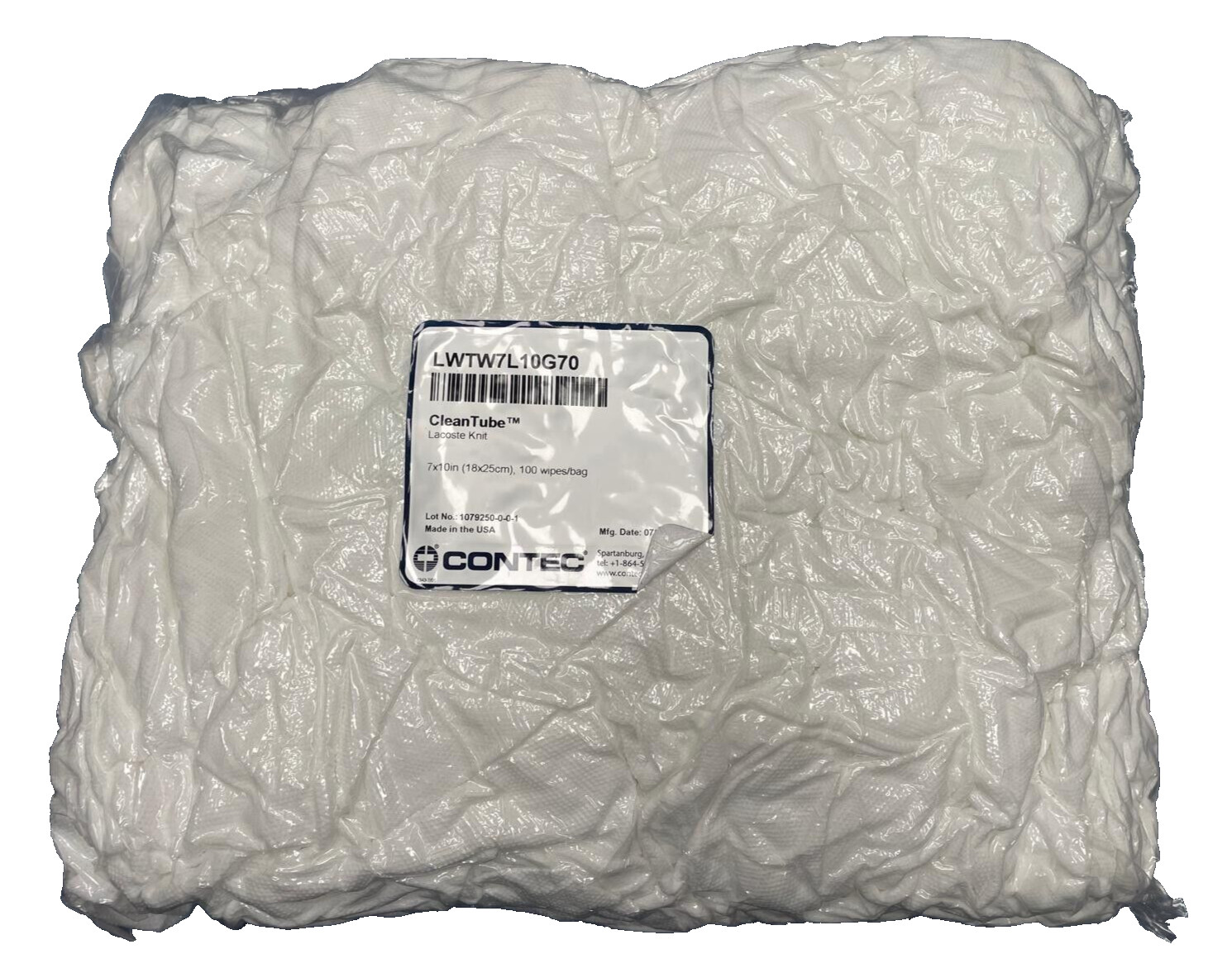 Contec CleanTube automotive Wipes 7" X 10" 100 Wipes per Bag LWTW7L10G70 New