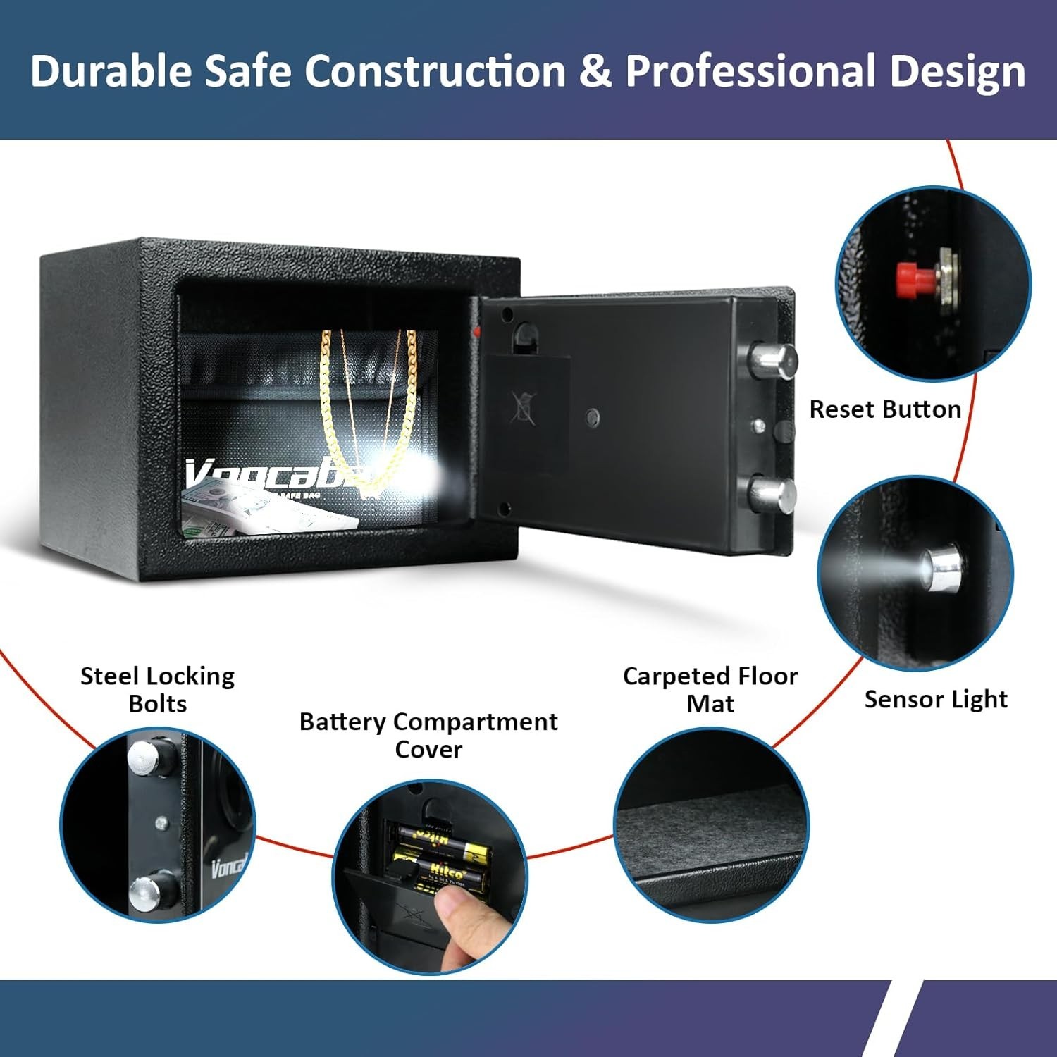 Compact Fireproof Safe with Digital Keypad & Emergency Keys - 0.23 Cubic Feet