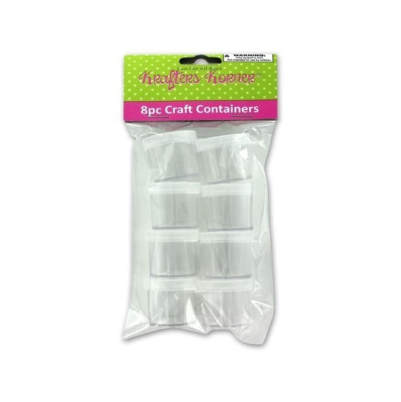 Clear Plastic Storage Containers W/Cap for Craft Supplies, 8pack, 1.25" x 1"
