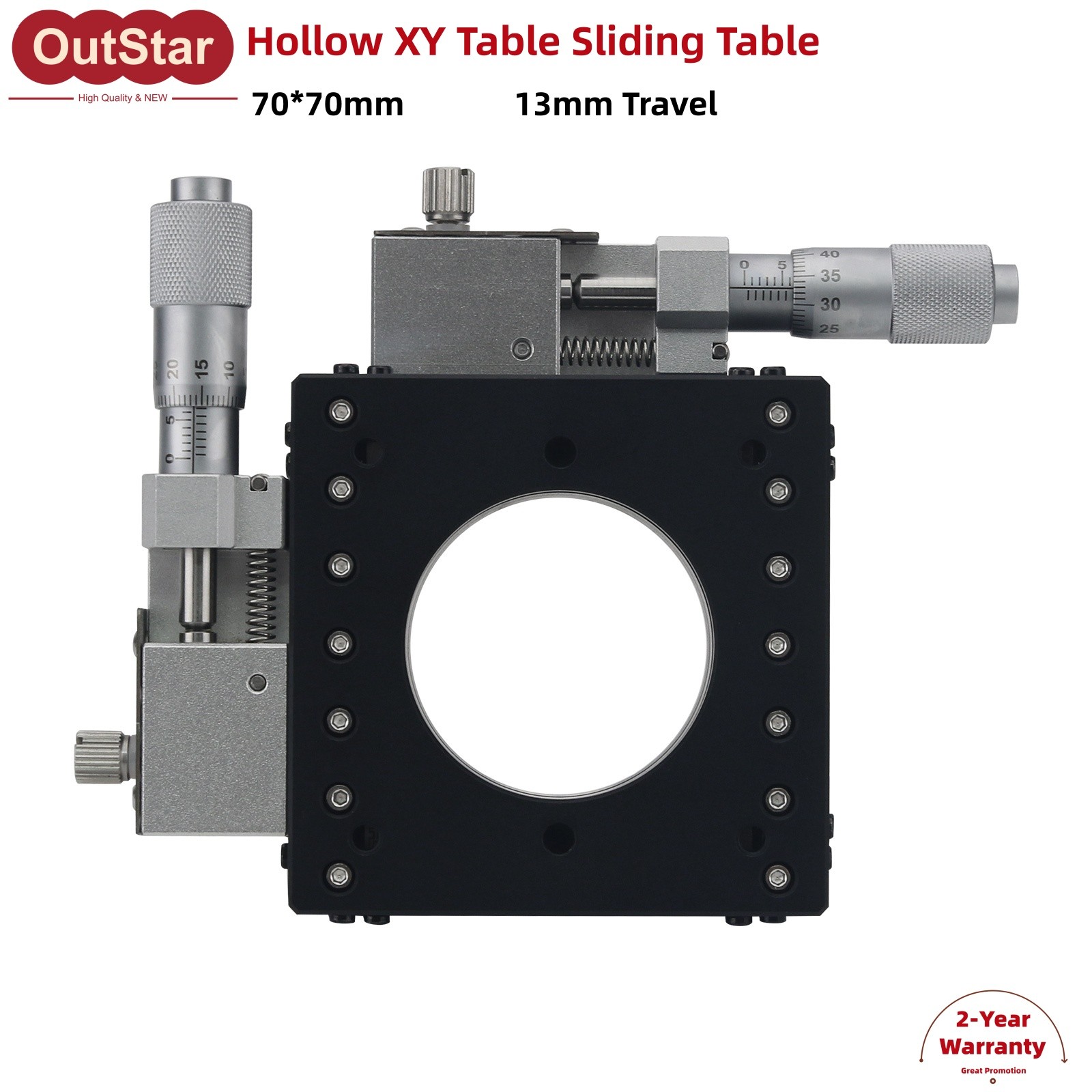70*70mm XY Table Sliding Table 13mm Travel w/ Micrometer Heads LSD-ZK-7013R