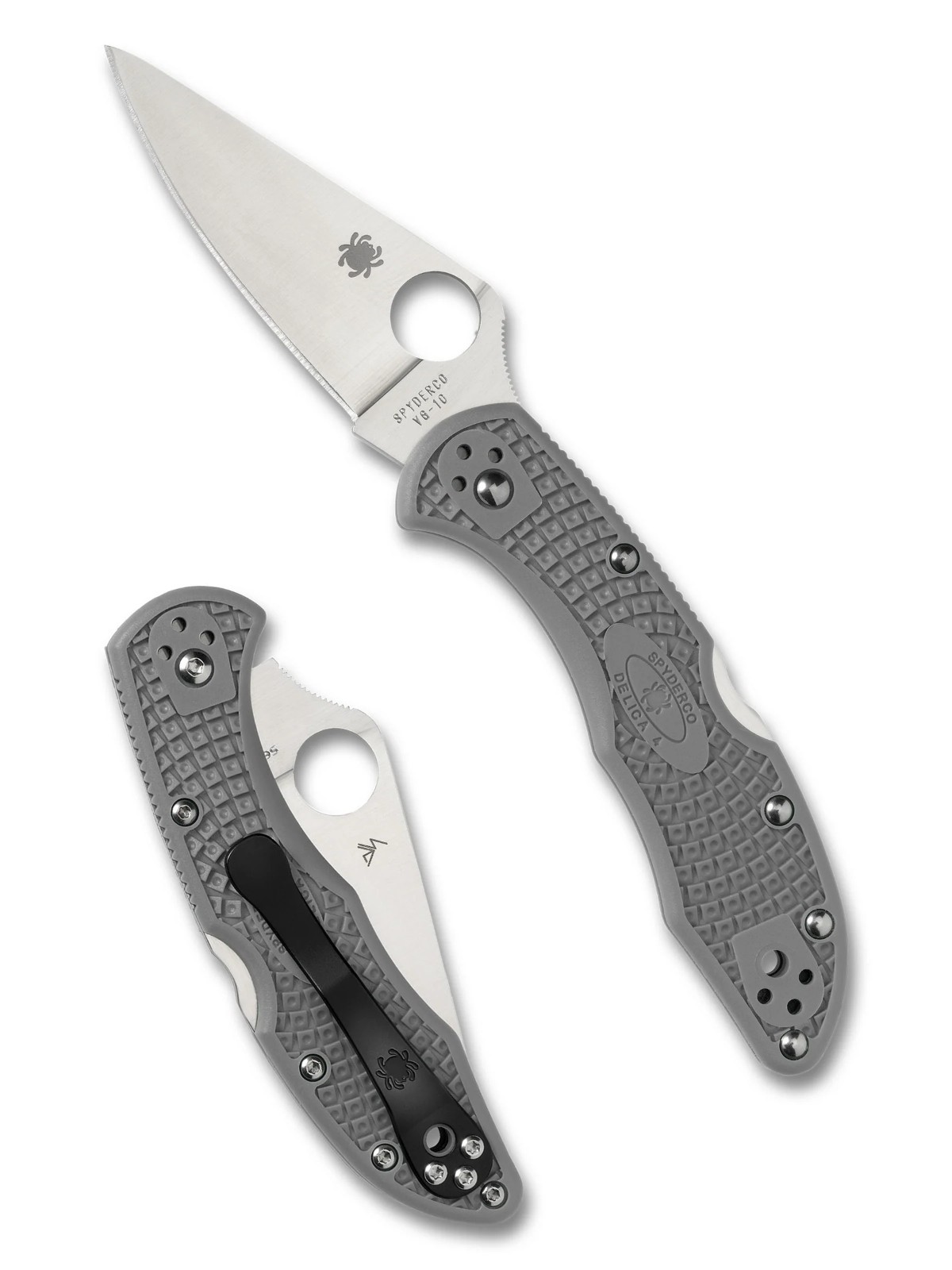 Spyderco Delica 4 Folder Knife 2.88" Plain Edge Gray FRN Handle  C11FPGY