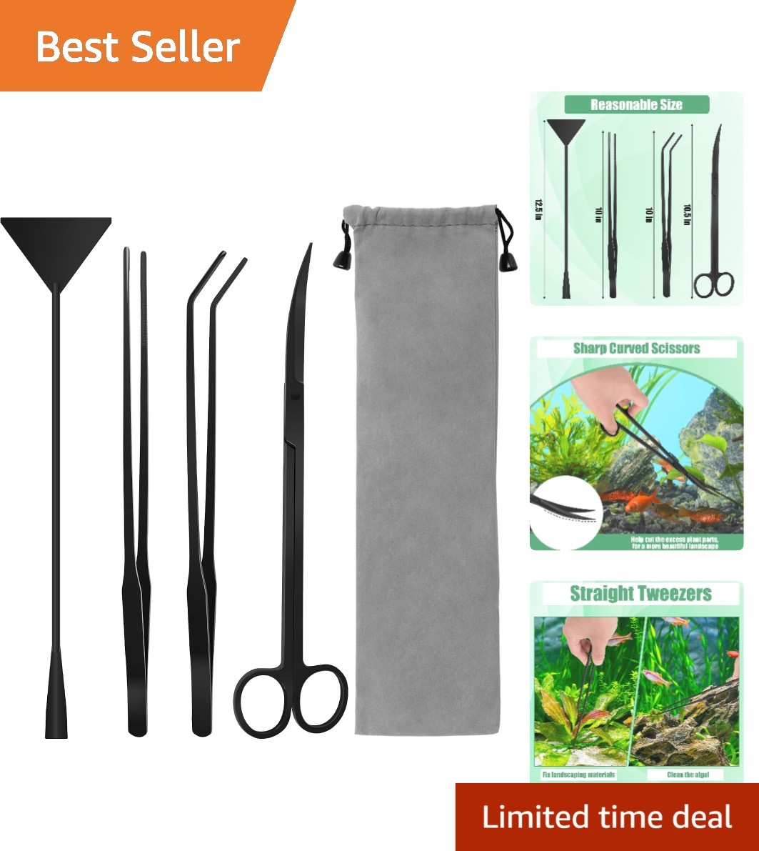 Modern Aquascaping Essentials - 4-in-1 Stainless Steel Tool Kit for Aquariums