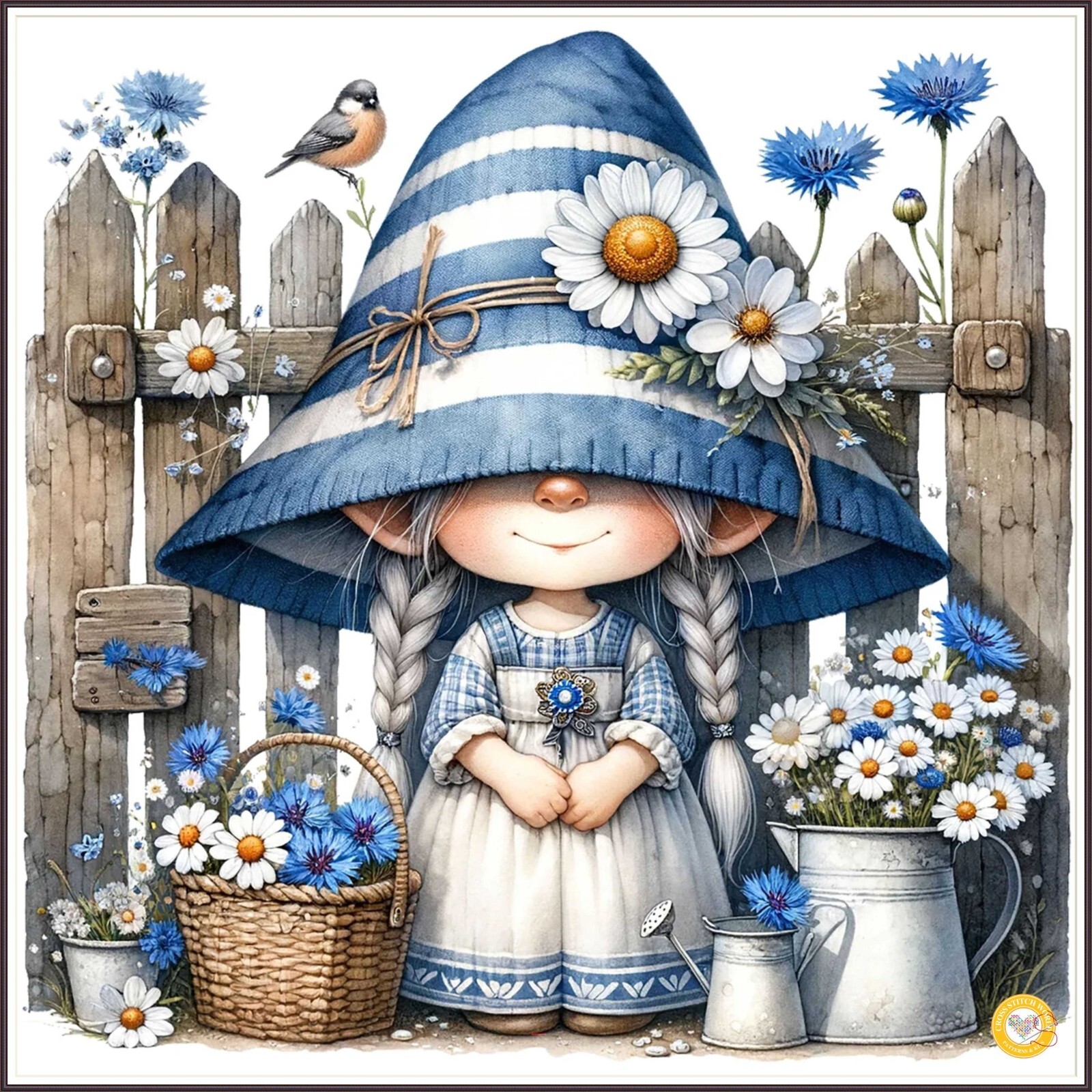 COUNTRY Gnome 1495 Chart Counted Cross Stitch Pattern Needlework