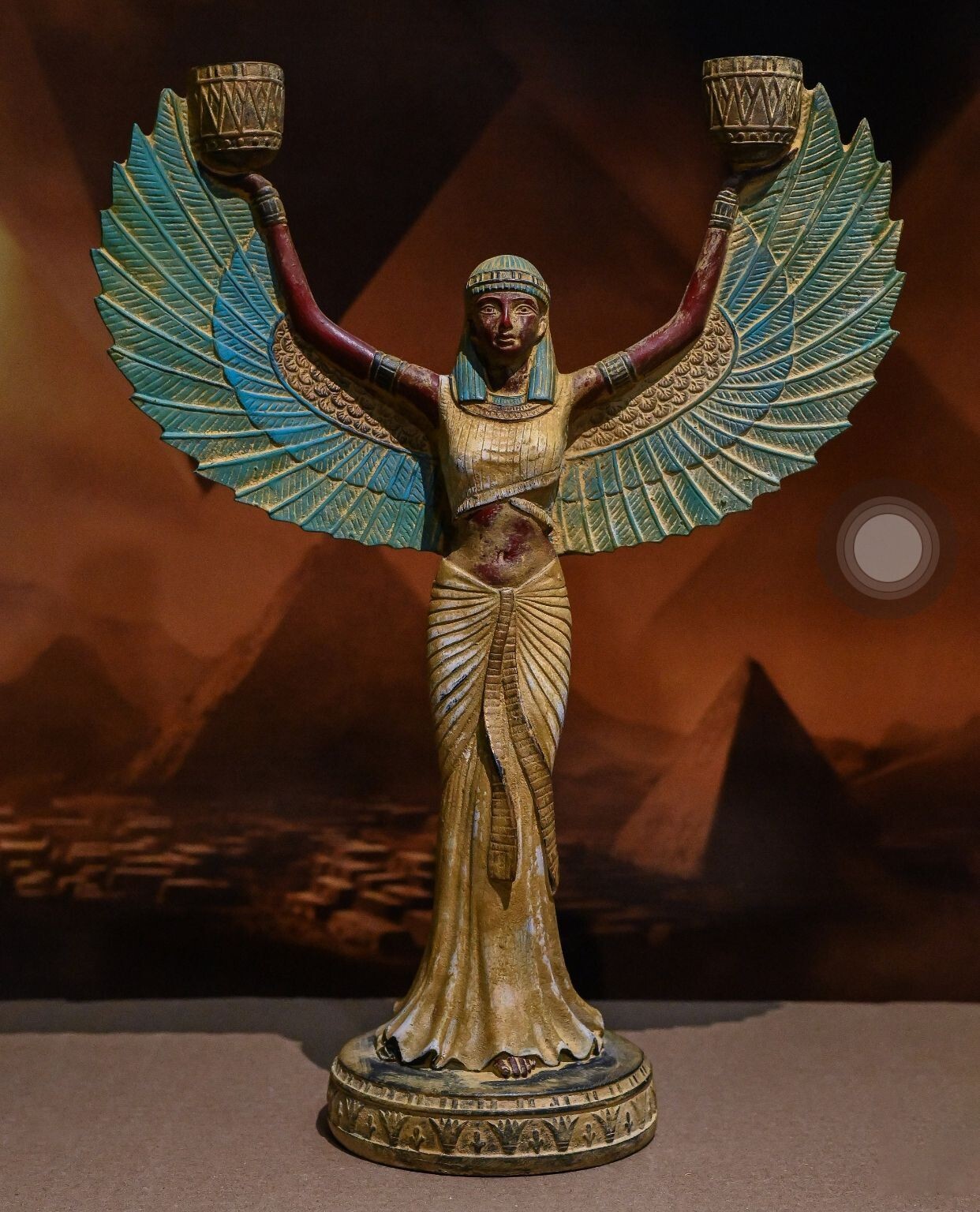 RARE Egyptian Antiquities statue of the goddess Isis with open wings Pharaonic