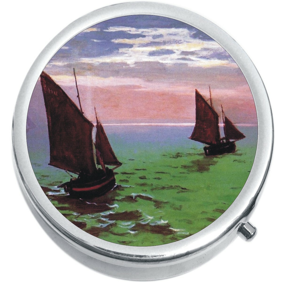 Boats Sailing Medicine Vitamin Compact Pill Box