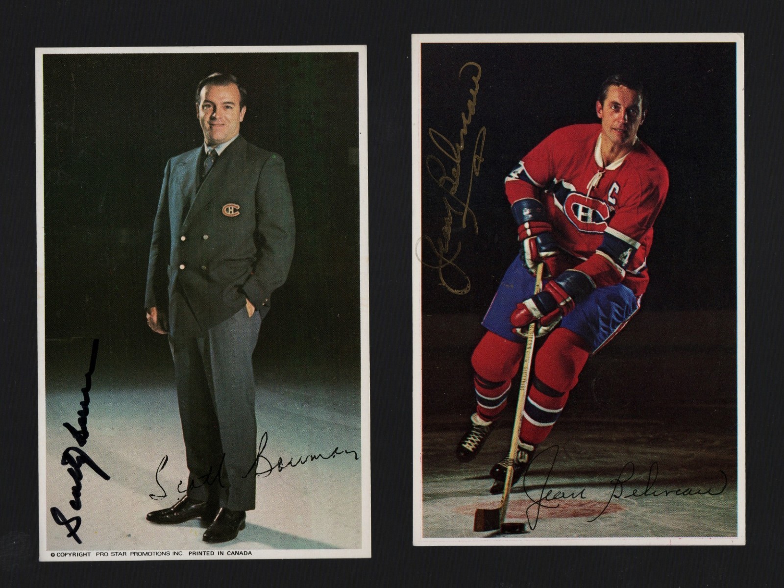 Vintage 1969-71 Montreal Canadiens Signed Postcards Scotty Bowman Jean Beliveau!