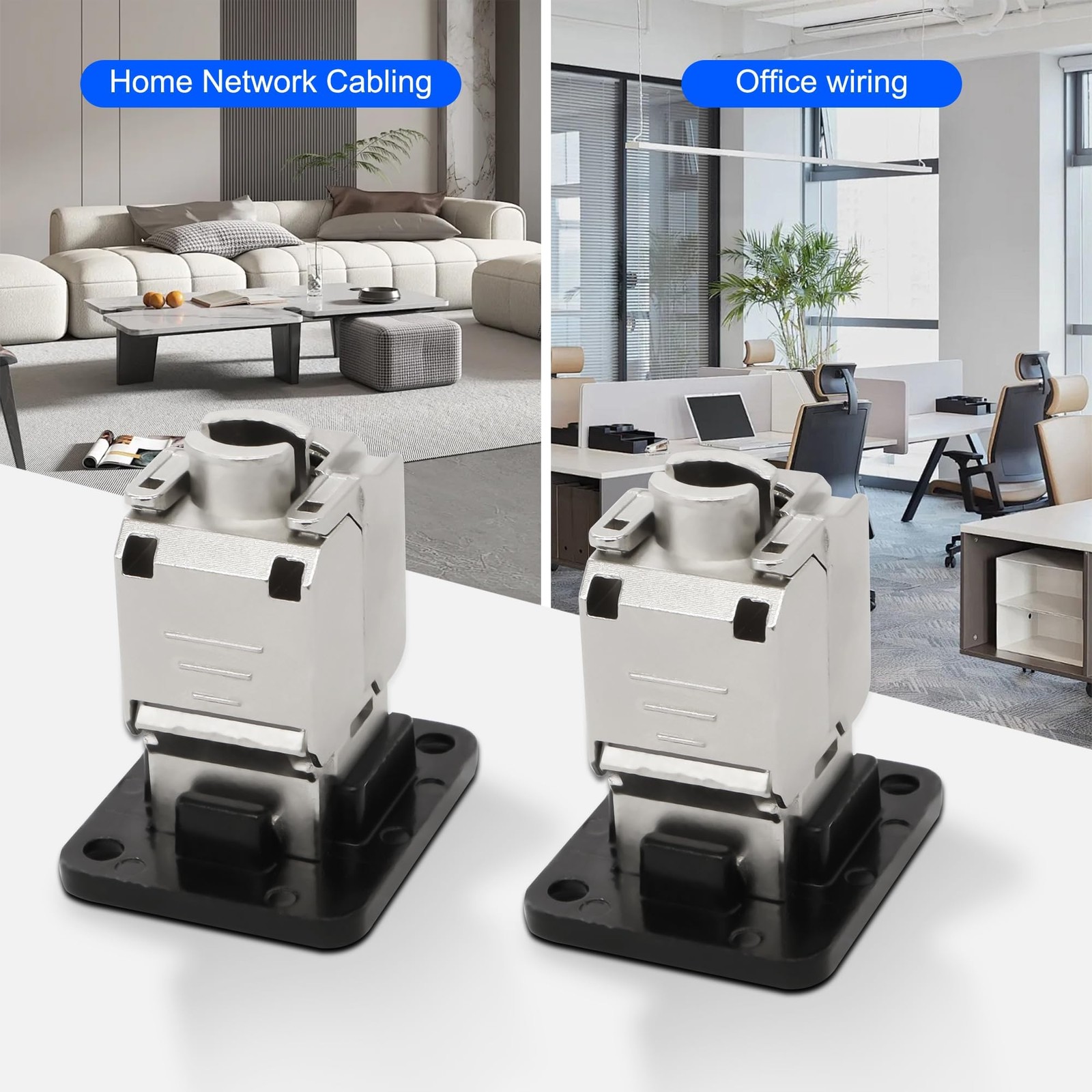 CAT6A DType Panel Mount Connector Shielded RJ45 Coupler Toolless Keystone