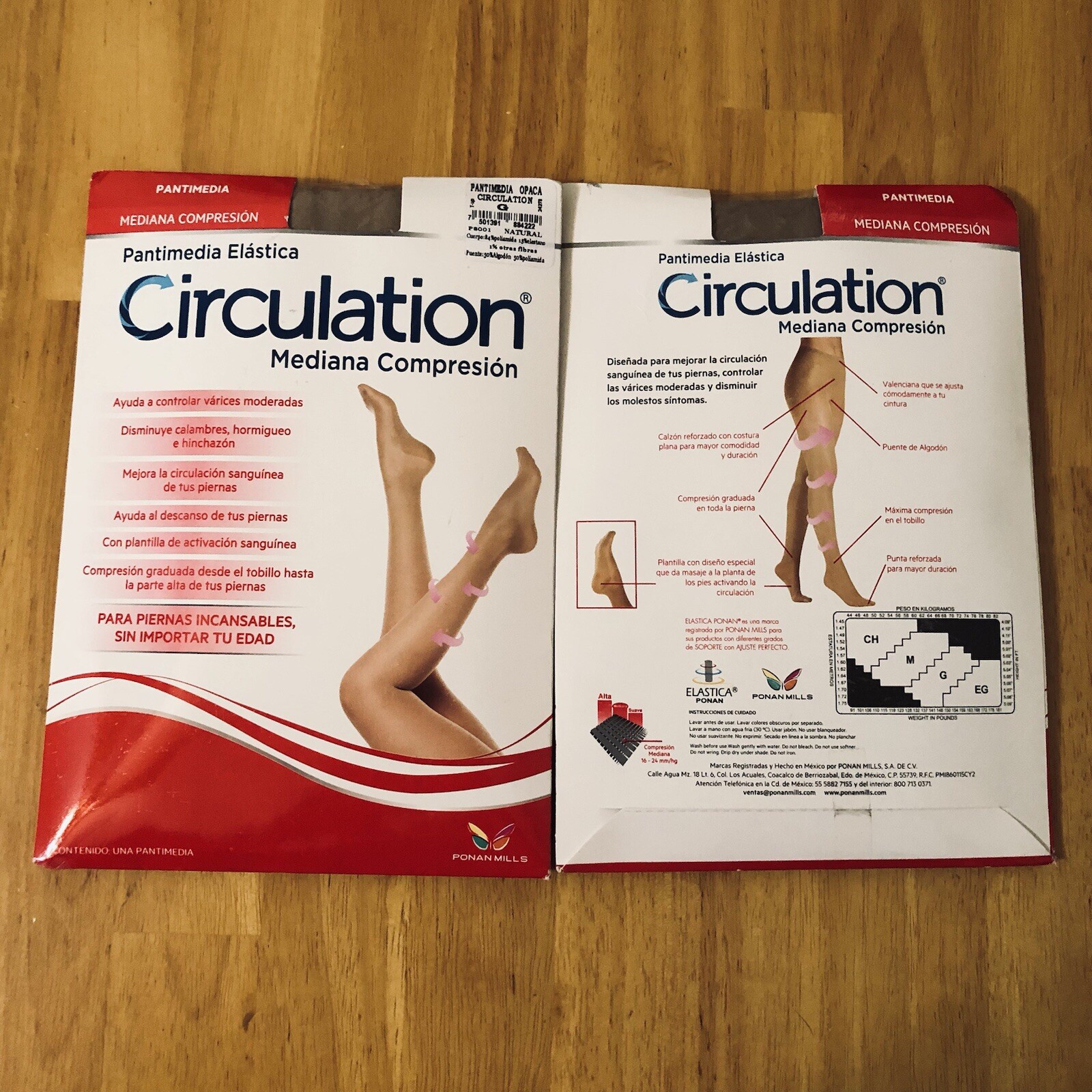 Medium Compression Pantyhose Opaque Size G Boost Circulation 2 Pairs Ponan Mills
