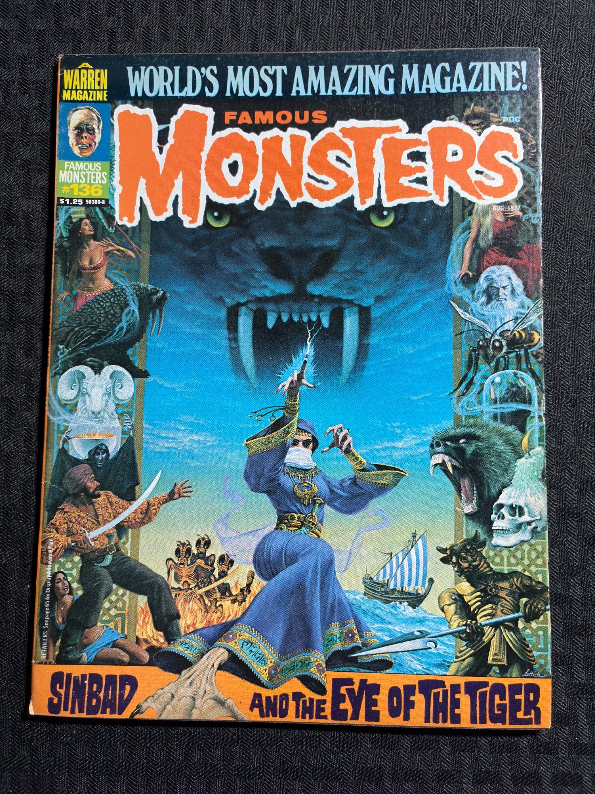 1977 FAMOUS MONSTERS Magazine #136 FVF 7.0 SInbad and the Tiger's Eye