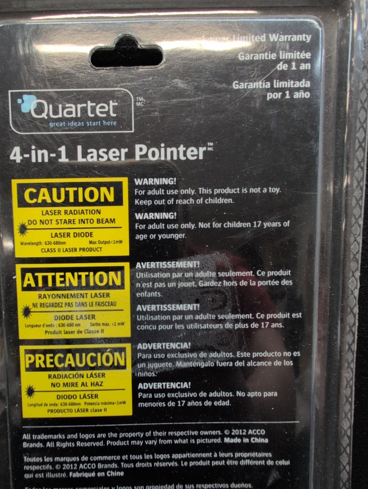 Quartet 4-in-1 Laser Pointer LED Light Ball Point Pen PDA Stylus