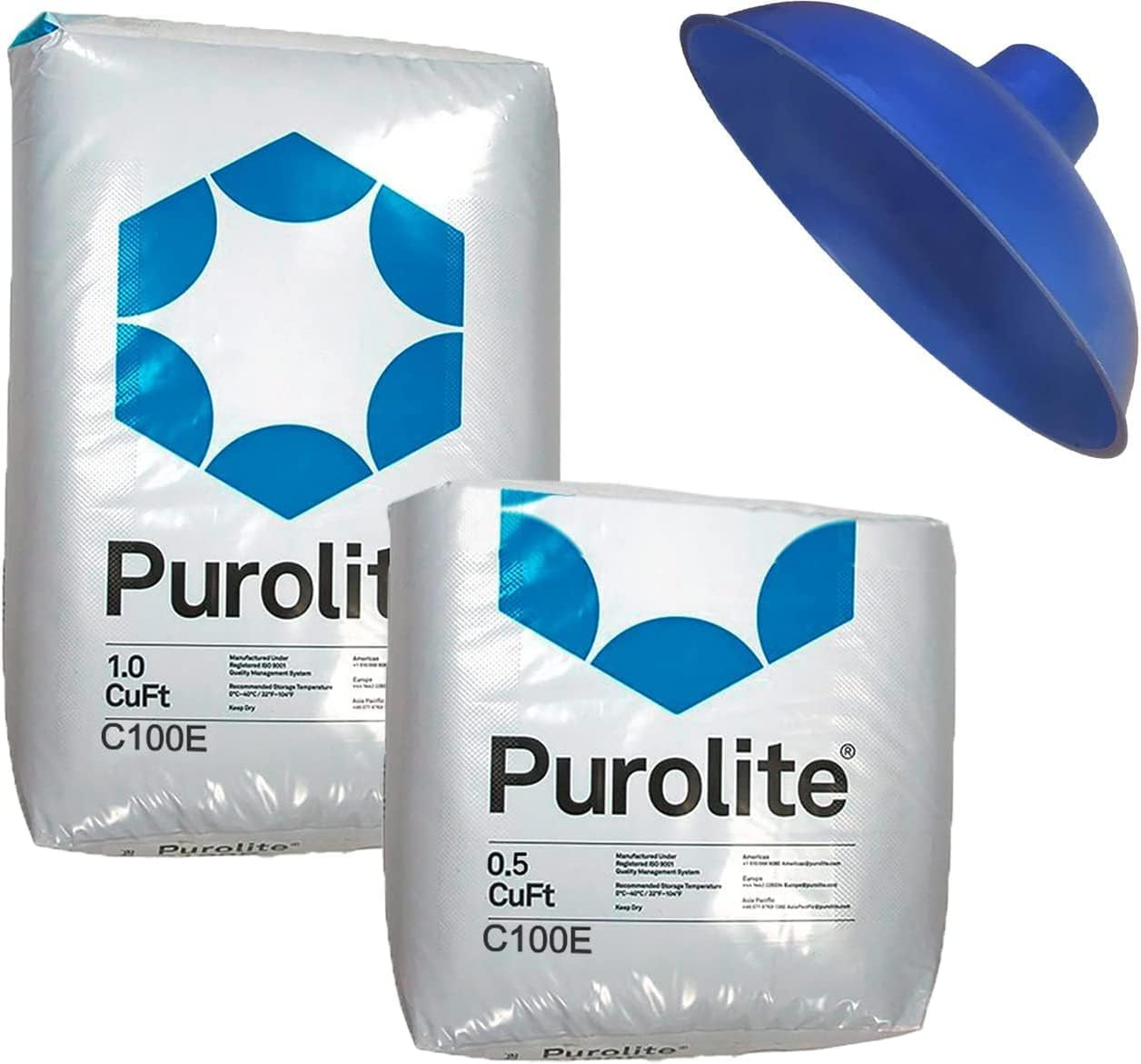 Purolite C100E 1.5Cuft Water Softener Resin with Funnel - 48K Capacity