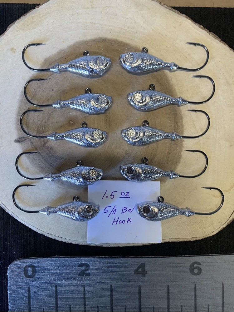 1.5 oz ultra minnow jig 10 jig heads 5/0 BN mustad hooks