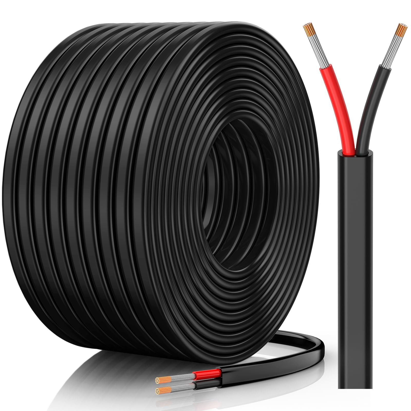 CONEPY 16 Gauge Wire, 16 AWG 2 Conductor Electrical 50FT, Black