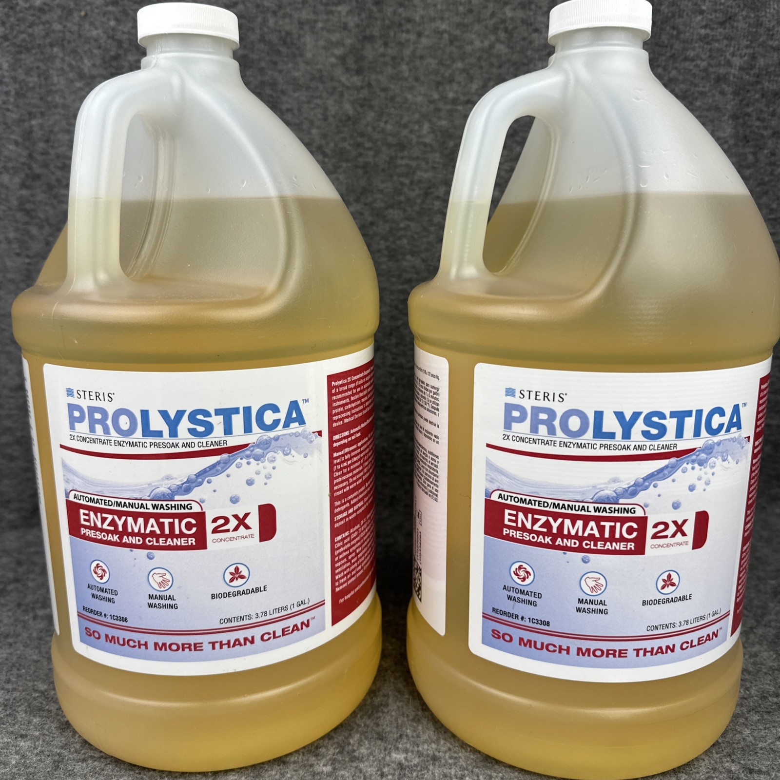 2- 1 Gallon Steris Prolystica 2x Concentrate Enzymatic Presoak Cleaner Detergent