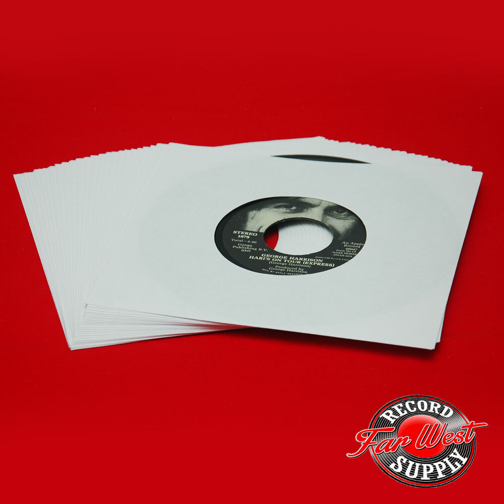 (50) 7" Record Sleeves 45rpm White Paper 20# Acid Free ARCHIVAL
