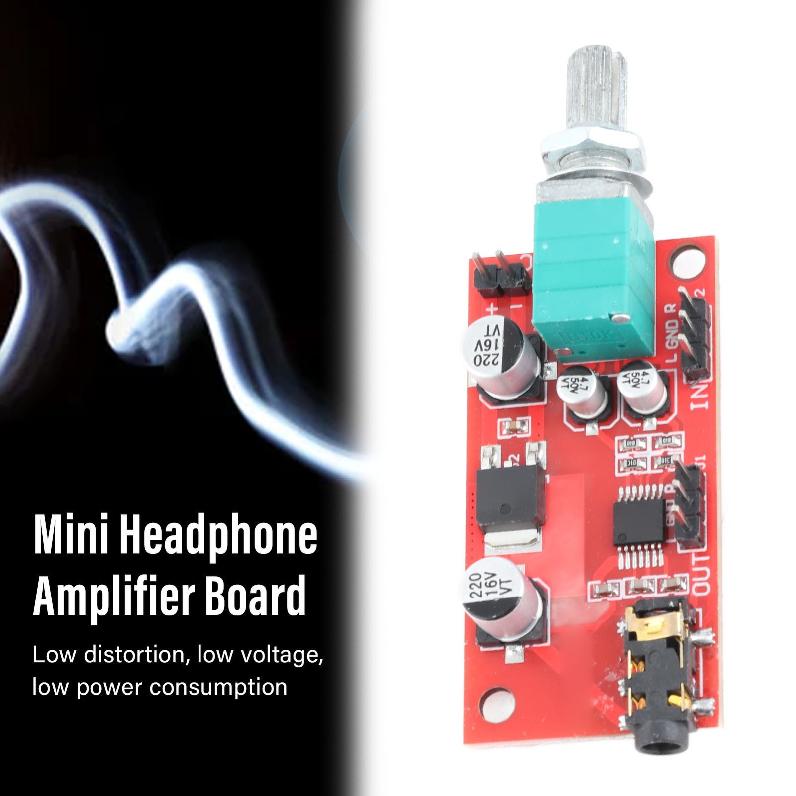 Mini Earphone Amplifier Module HiFi Low Distortion Headphone Preamp DC 3-12V ABS