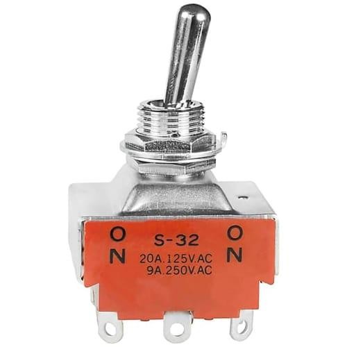 1pc NKK SWITCHES OF AMERICA S32 Toggle Switch,3PDT,ON-NONE-ON,Non-Illum,17.