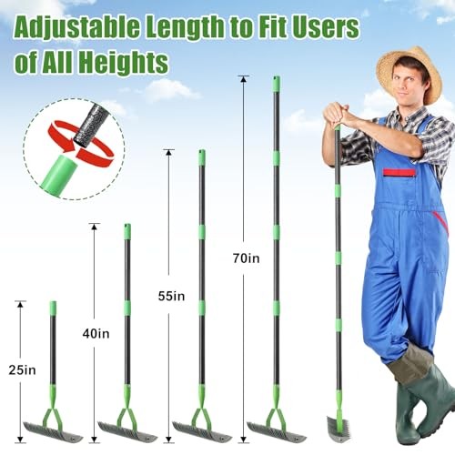 Thatch Rake for Lawn with 70" Long Handle,13" Wide Dethatcher Rake for 5ft