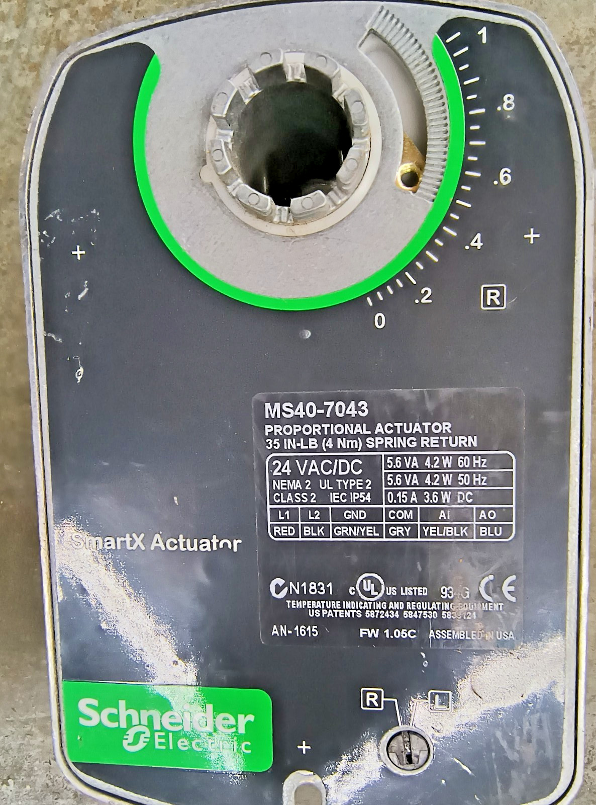 MS40-7043 Schneider Electric 24V Damper Actuator SmartX Spring Return Metal