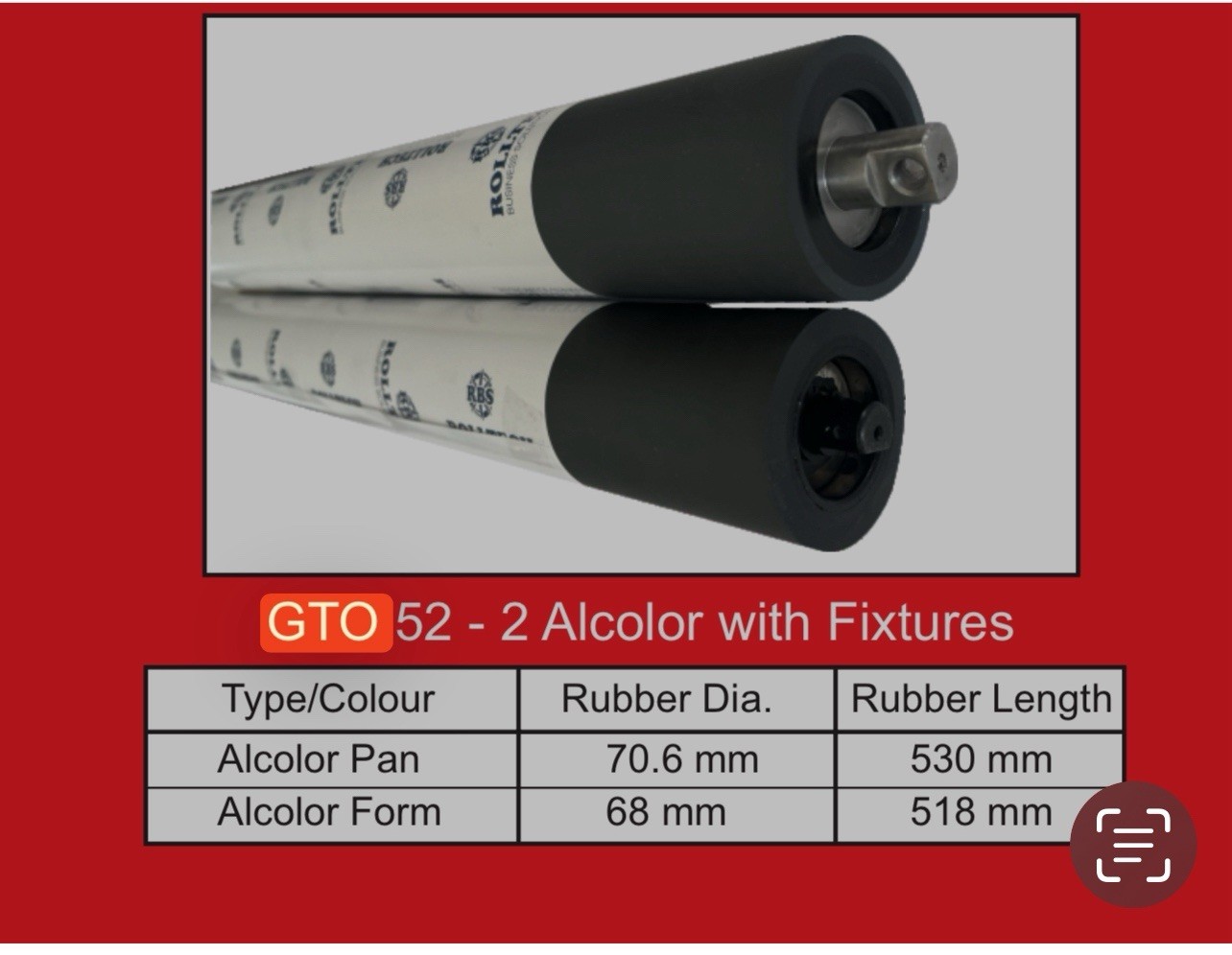 Alcolor Rollers Set For Heidelberg GTO52 2 Rollers Pan Form Offset Printing Part