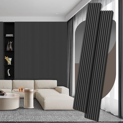 Wood Panels for Wall, 106.3" × 11" Wood Slat 106.3×11(2pcs） Matte Black