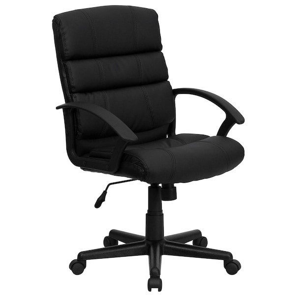 Flash Furniture Go-1004-Bk-Lea-Gg Leather Task Chair, 17-1/2" To 21-1/2", Black
