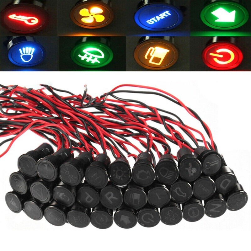 8/10/12/14/16mm Warning Pilot Light LED Dash Panel Indicator Lamp Car Van 12V-36