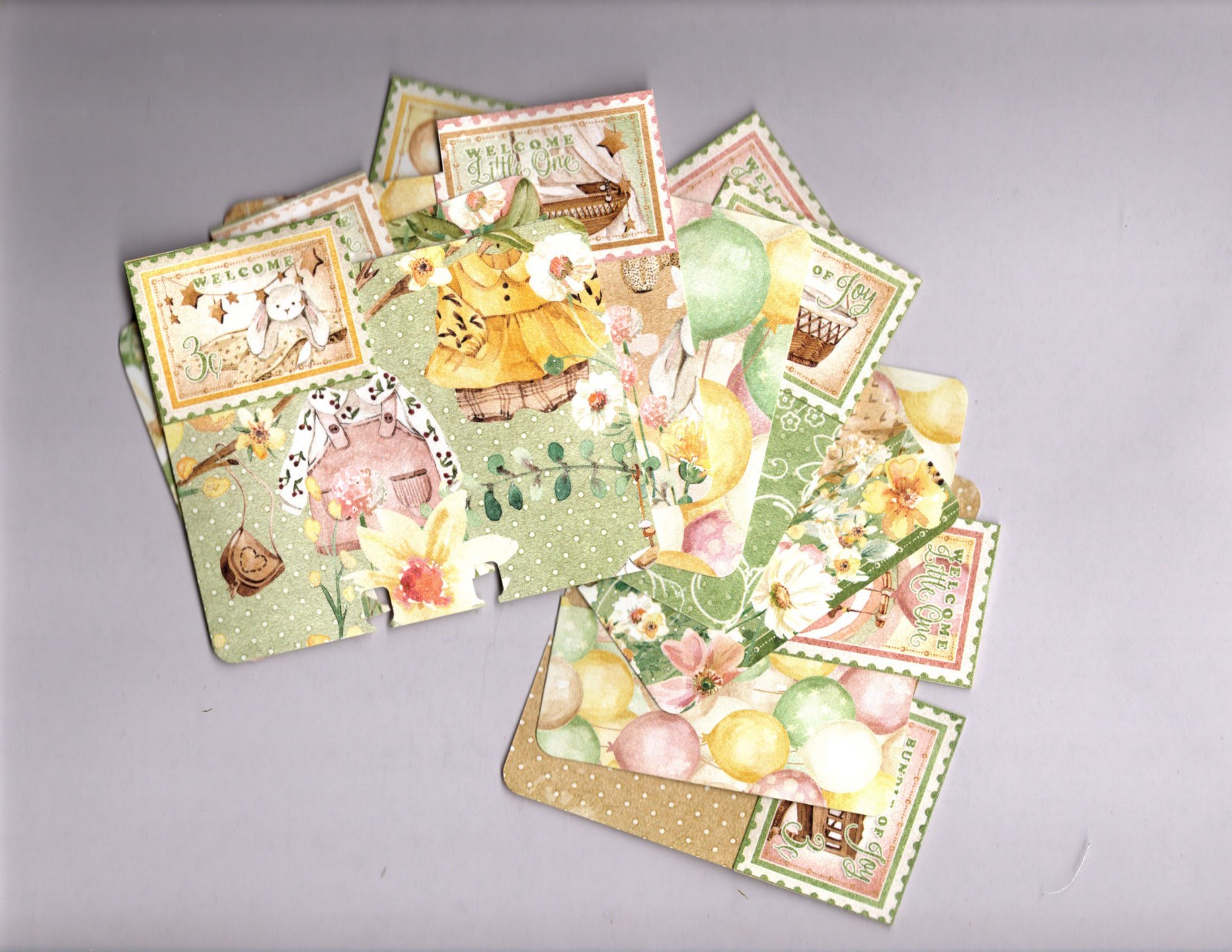 Graphic45 LITTLE ONE (8pk) MEMORYDEX/ROLODEX CARDS Double-Sided HANDMADE