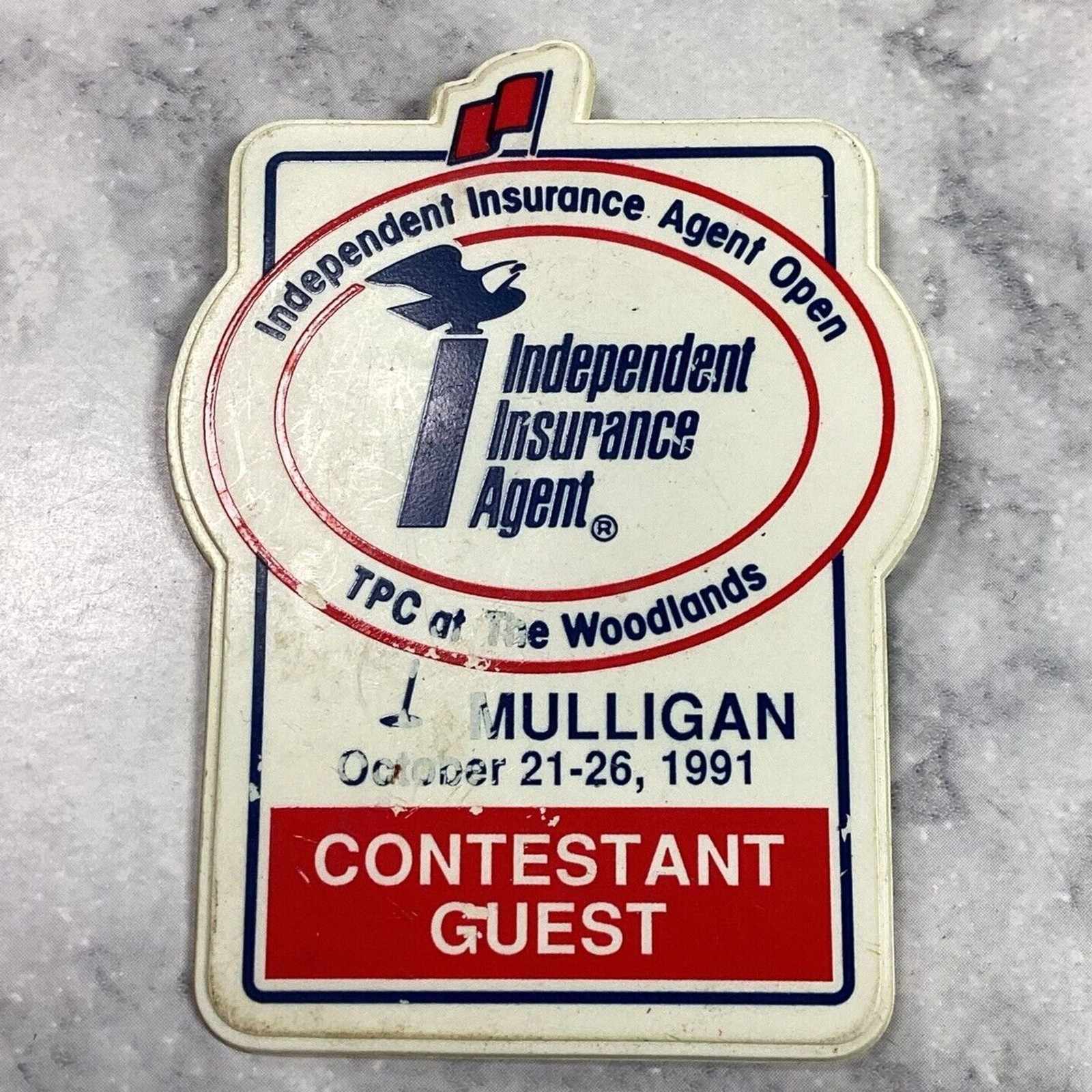Vtg Independent Insurance Agent Open Golf Contestant Guest Pin 1991 Woodlands