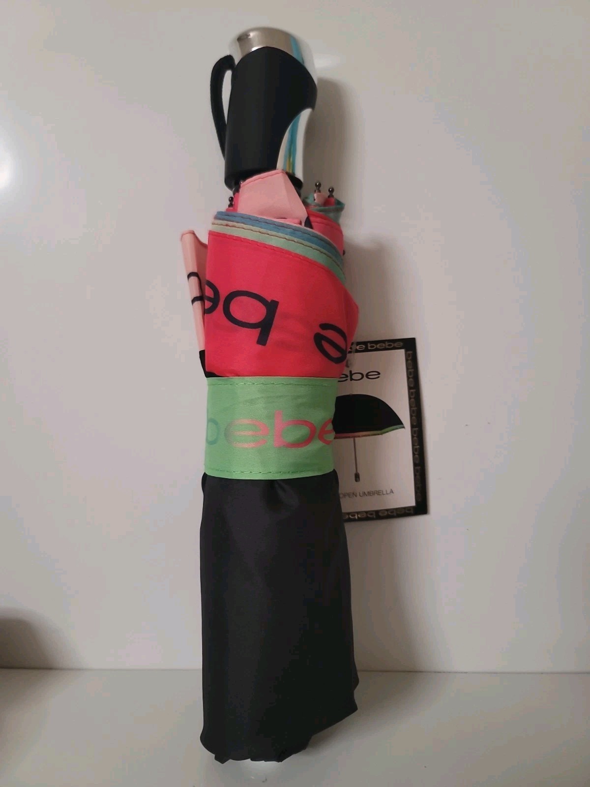 BEBE Automatic Open Umbrella Multicolors bebe Logo Brand New
