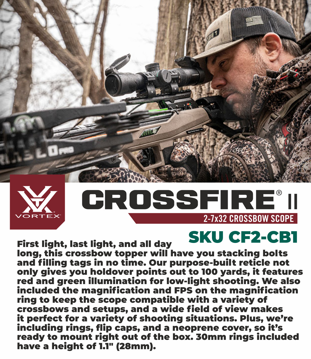 Vortex Optics Crossfire II 2-7x32 SFP Crossbow Scope Kit with Wearable4U Bundle