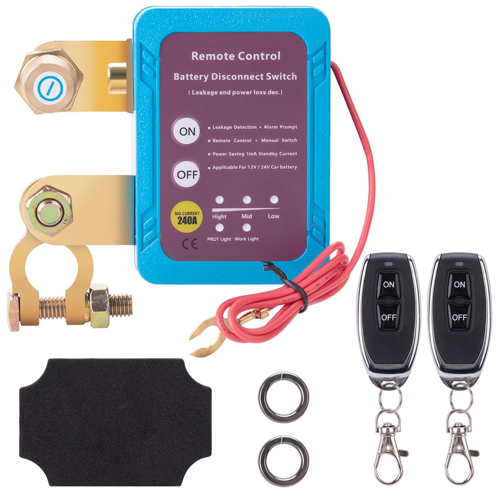 12V Remote Battery Disconnect Kill Switch - 240A Smart Voltage Anti-Theft Dev...