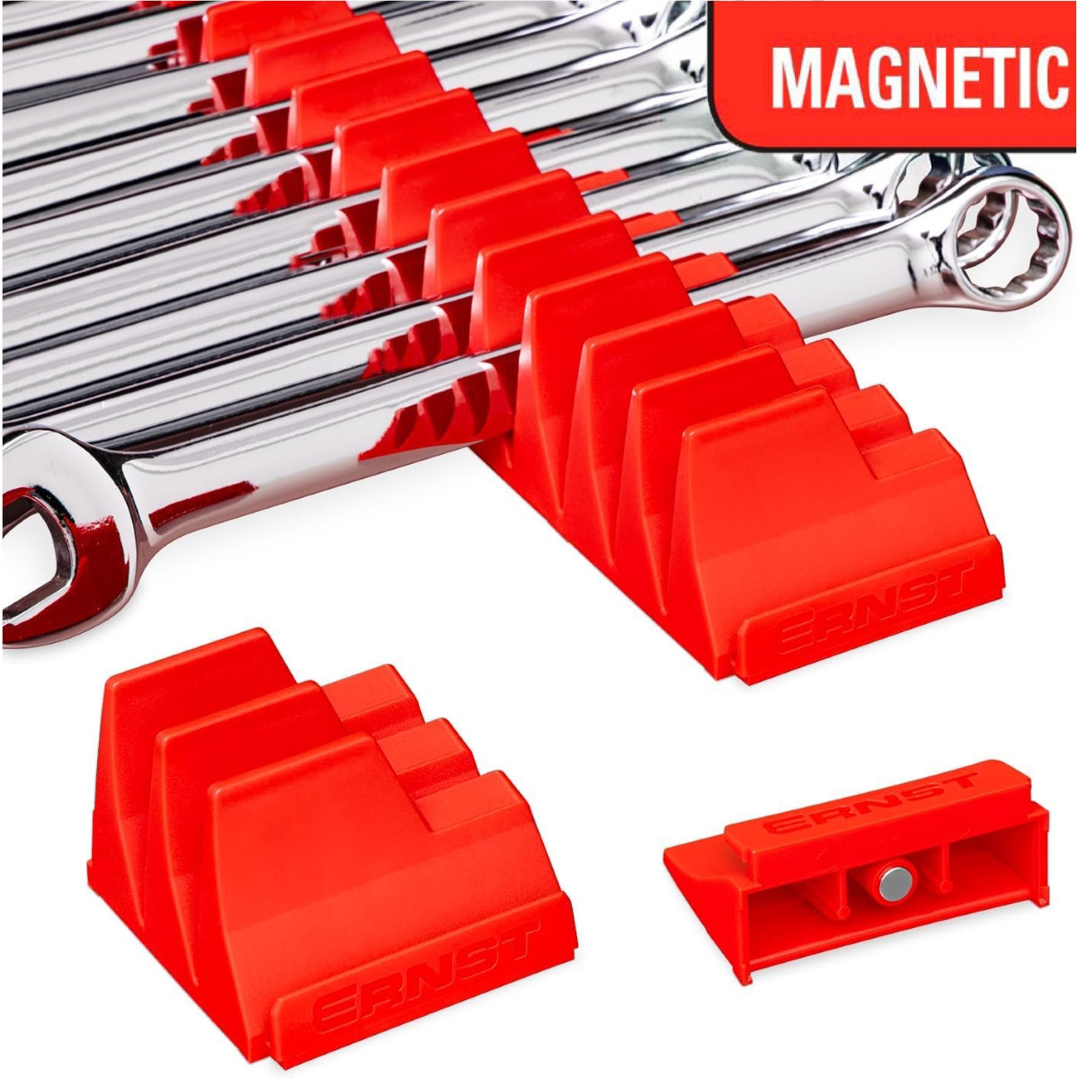 Ernst 5413M Magnetic Modular Wrench Organizer with Labels Tool Storage