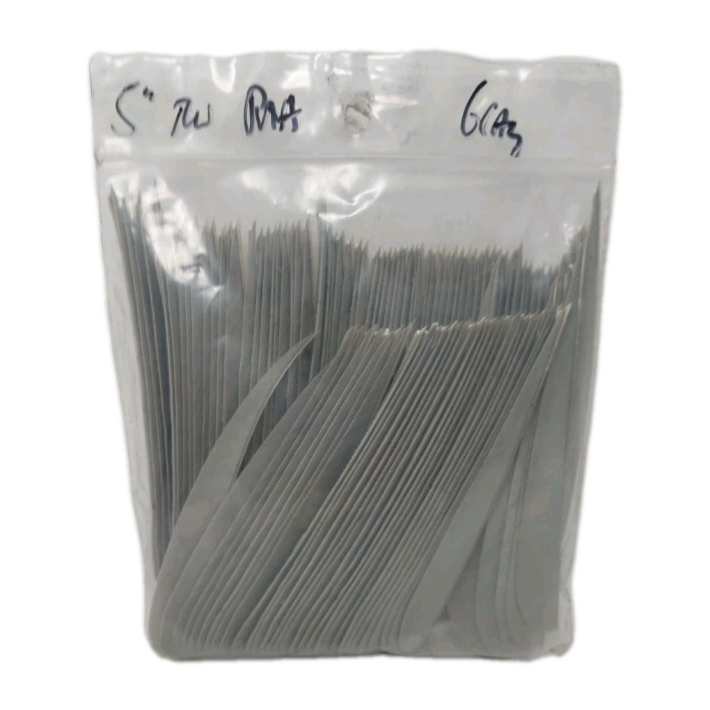 100pk Archery Arrow Feathers 5" Right Wing: Parabolic Gray