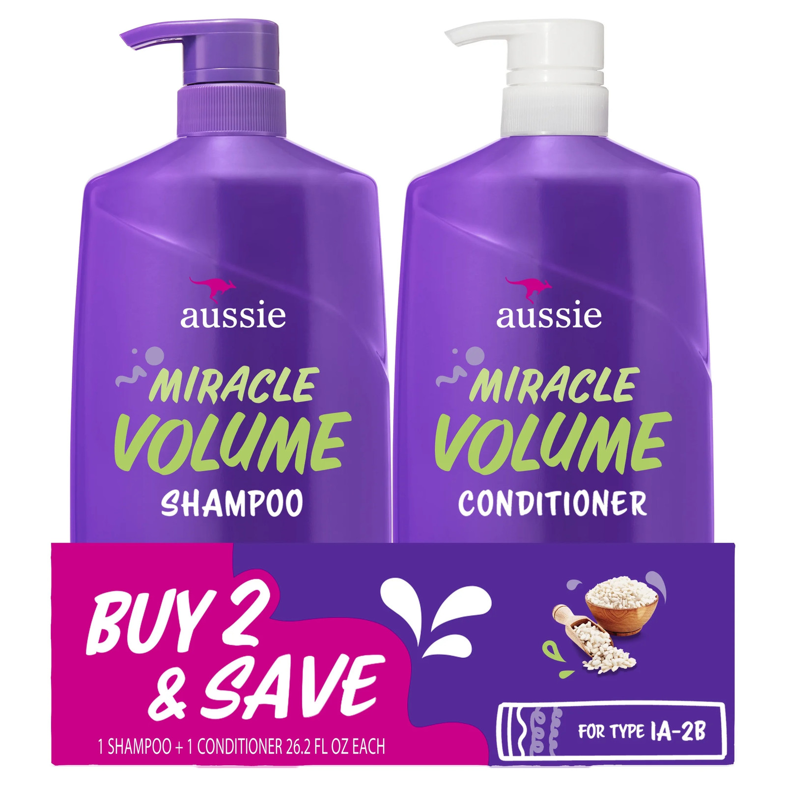 Aussie Miracle Volume Shampoo and Conditioner Dual Pack Hair Set