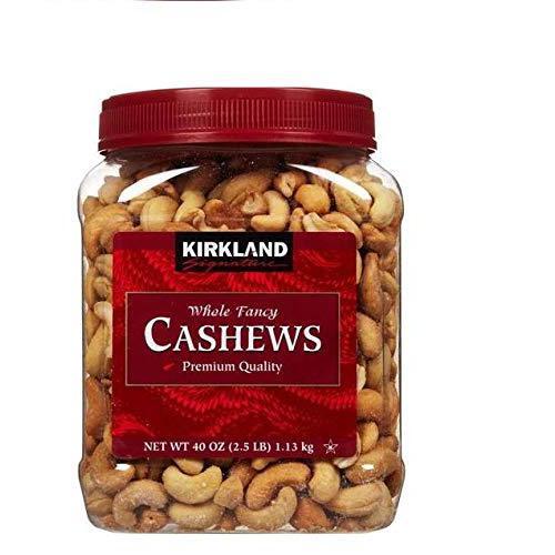 Sea Salt salted whole Cashews, 40 OZ (2.5 LBS, 1.13 kg) Extra Fancy, Kirkland